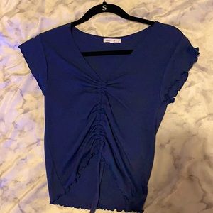 Dark blue cinched crop top